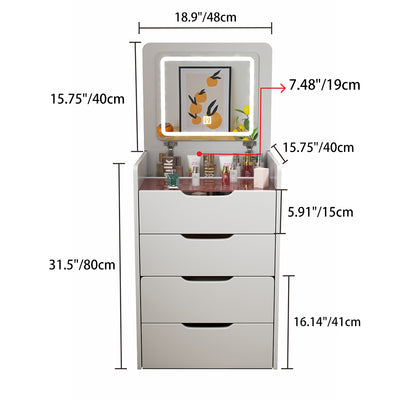 Modern Minimalist Glass Medium Density Fiberboard Makeup Vanity 4-Drawer For Bedroom