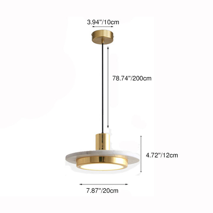 Lámpara colgante LED moderna de lujo con disco redondo de mármol para sala de estar 
