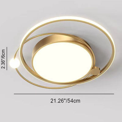 Contemporary Simplicity Acrylic Dual Circle Ring Hardware LED Flush Mount Ceiling Light For Bedroom