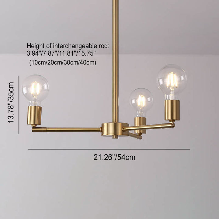 Contemporary Nordic Copper Branch Design 3/4/6/8/10-Light Chandelier For Living Room
