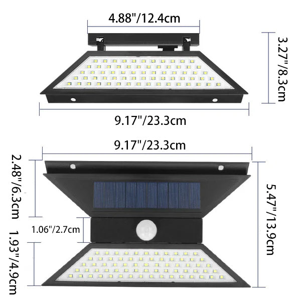Aplique de pared para patio exterior LED solar impermeable con sensor de movimiento, cuerpo plegable en forma de mariposa de plástico ABS y PVC, estilo minimalista moderno 