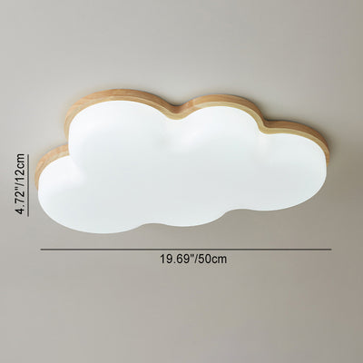 Luz de techo empotrada LED de acrílico y madera de caucho con forma de nube minimalista moderna para dormitorio 
