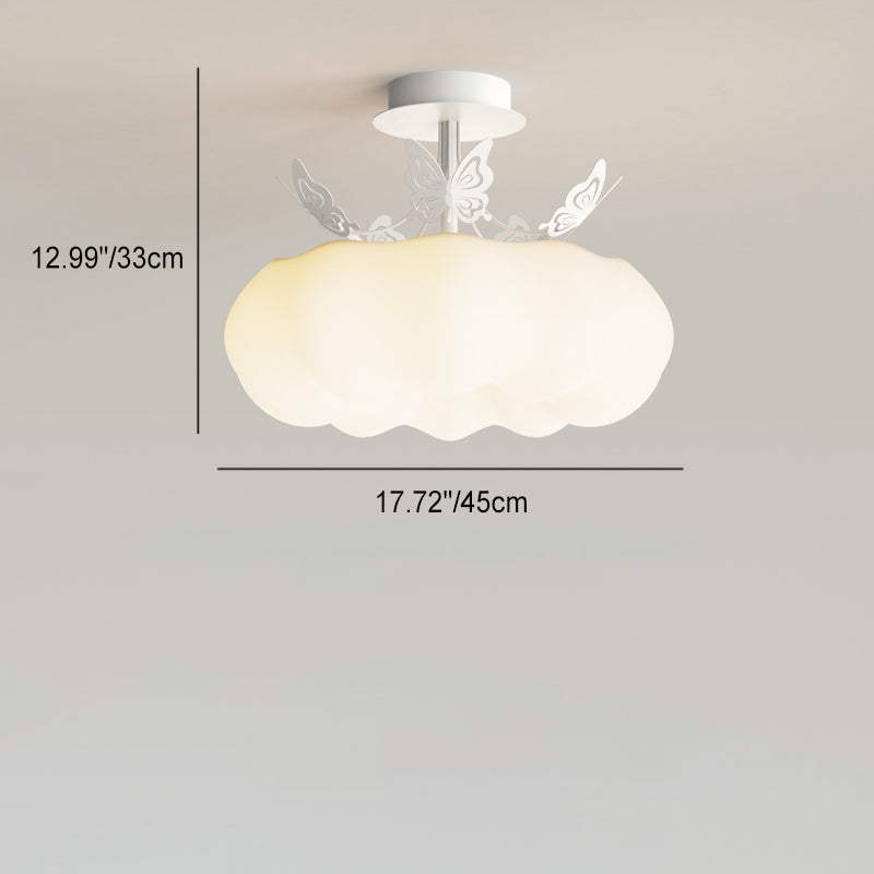 Luz de techo semiempotrada LED de calabaza mariposa redonda de PE de hierro minimalista moderno para dormitorio 