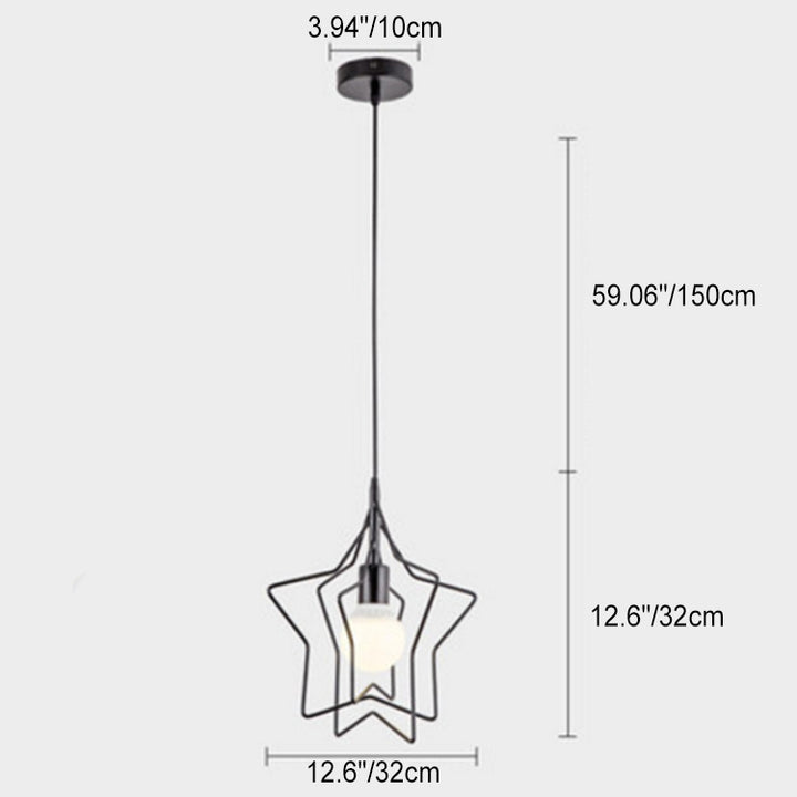 Contemporary Scandinavian Triple Star Iron 1-Light Pendant Light For Living Room