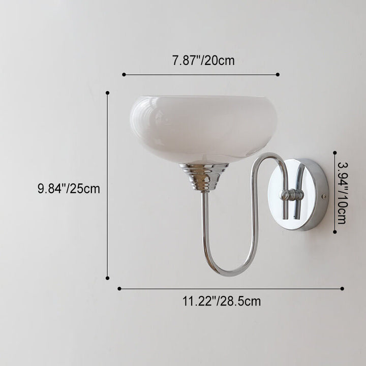 Contemporary Nordic Round Dome Iron Glass 1-Light Wall Sconce Lamp For Bedroom