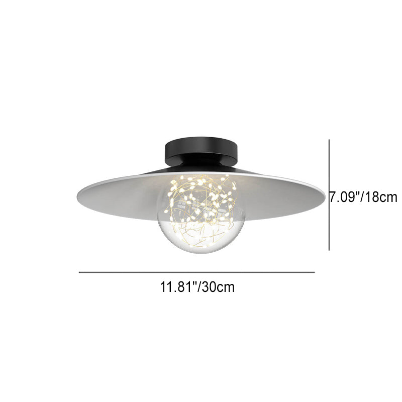 Modern Minimalist Full Of Stars Round Iron Glass LED Semi-Flush Mount Ceiling Light