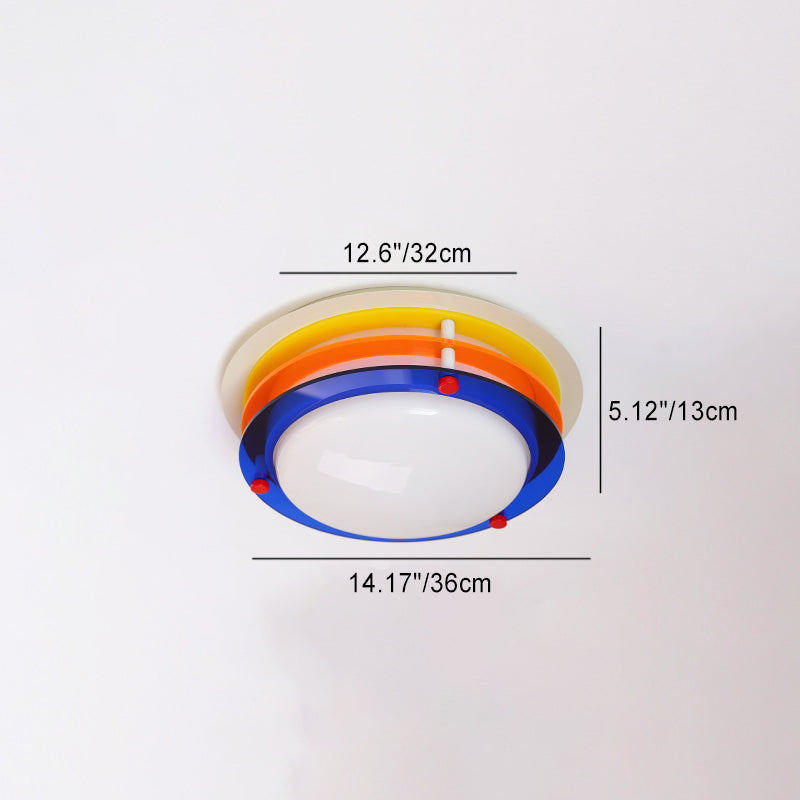 Moderne minimalistische bunte Eisen-Acryl-Disc Splicing LED Unterputz-Deckenleuchte für Schlafzimmer 