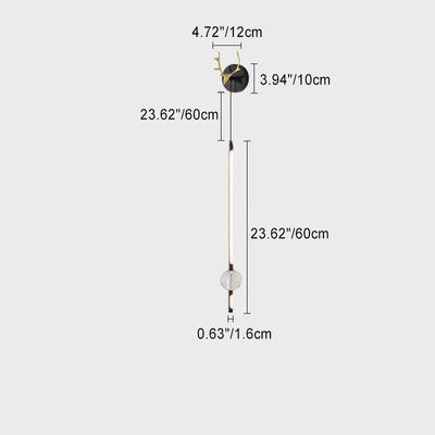 Moderne minimalistische Streifen Geweih Orb voller Kupfer Kristall Silikon LED Wandleuchte Lampe für Schlafzimmer 