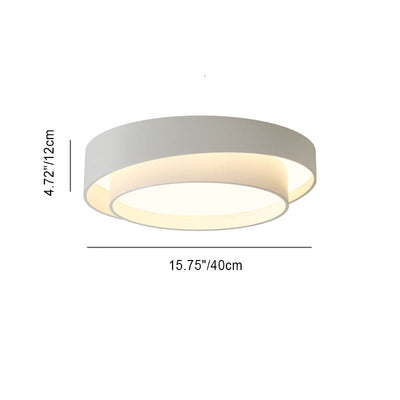 Simplicité Contemporaine Plafonnier LED en Fer à Deux Couches avec Abat-jour Rond pour Salon 
