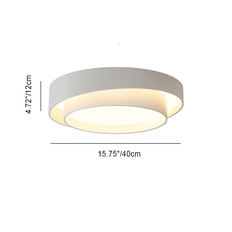Simplicité Contemporaine Plafonnier LED en Fer à Deux Couches avec Abat-jour Rond pour Salon 
