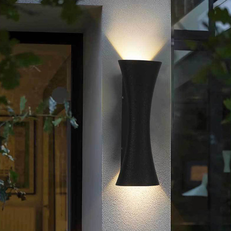 Modern Minimalist Waterproof Rectangle Upper And Lower Illuminated Aluminum Lens LED Wall Sconce Lamp For Outdoor Patio