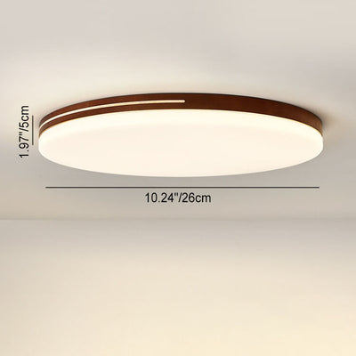 Modern Simplicity Circle Acrylic Wood LED Flush Mount Ceiling Light For Living Room