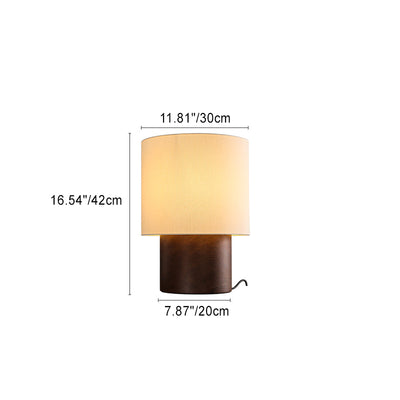 Traditionelle Bauernhaus Zylinder Holz Stoff 1-Licht Tischlampe für Nachttisch 