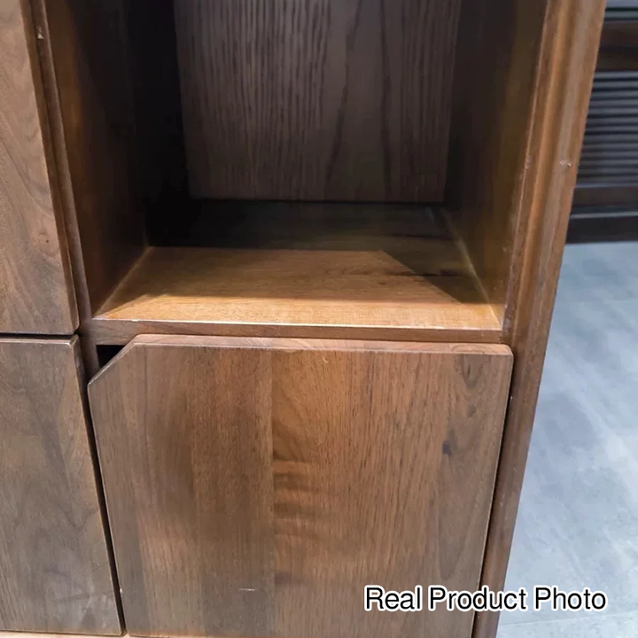 Traditional Vintage Rectangular Walnut Wood Paulownia Wood Detachable Storage Cabinet 9-Drawer For Living Room