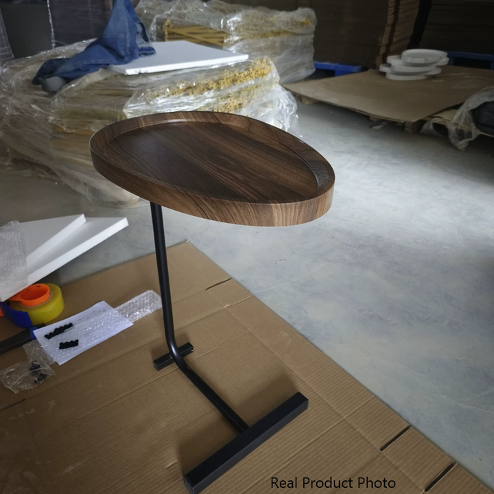 Moderner minimalistischer ovaler Beistelltisch in Tropfenform aus MDF und Eisen für das Wohnzimmer 