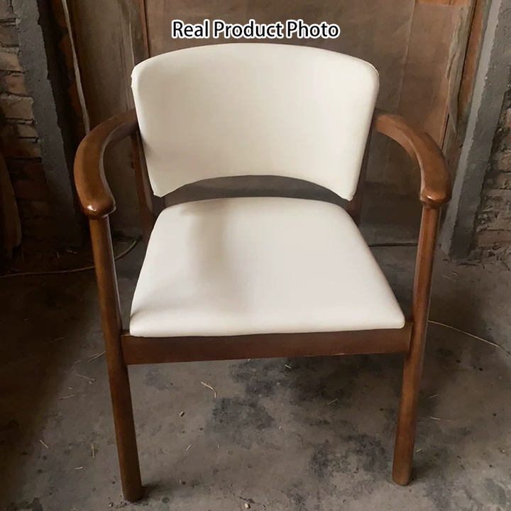 Chaise de salle à manger traditionnelle chinoise en cuir microfibre rectangulaire, en bois massif, avec dossier et accoudoirs, pour salle à manger 