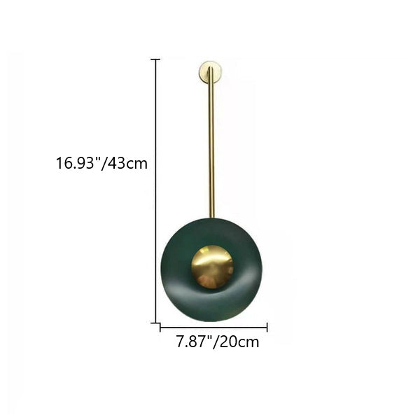 Modern Minimalist Iron Dark Green Round Long Pole LED Wall Sconce Lamp for Living Room