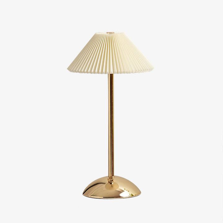 Lámpara de mesa contemporánea escandinava recargable de tela cónica plisada de 1 luz para mesita de noche 