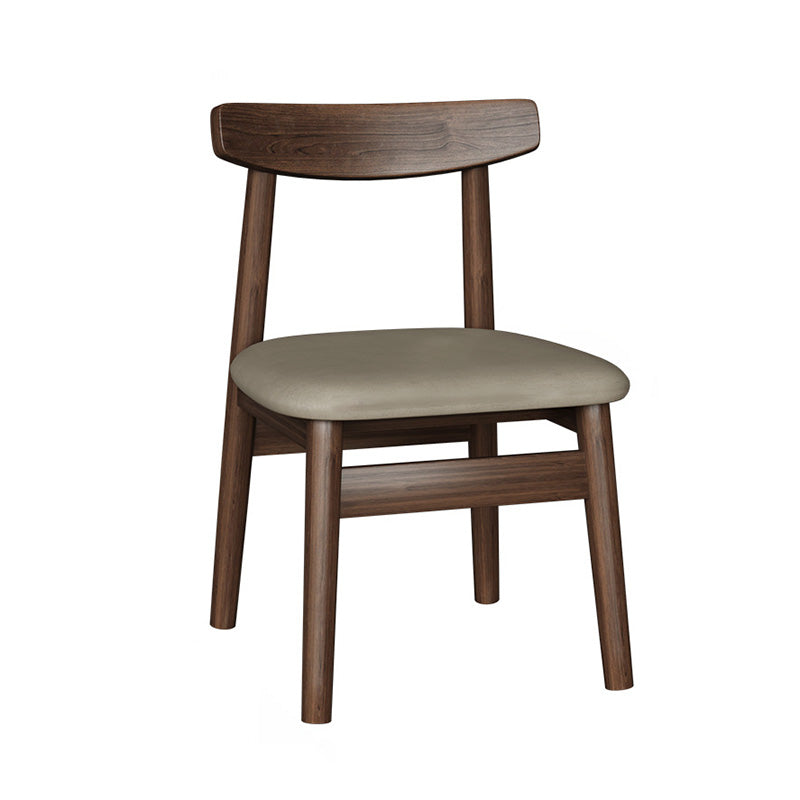 Silla de Comedor Tapizada en Cuero Nappa de Doble Capa Cuadrada Retro Contemporánea con Respaldo Abierto Sin Brazos para Comedor 