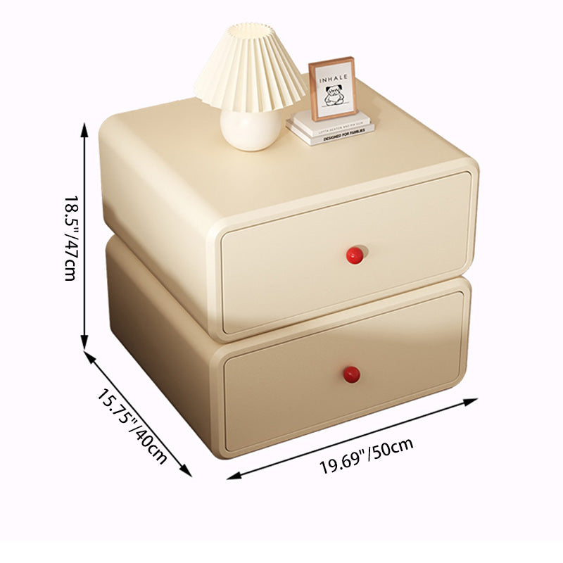 Table de chevet moderne minimaliste carré en bois massif céramique avec cuir anti-griffes pour chat, 2 tiroirs pour chambre 