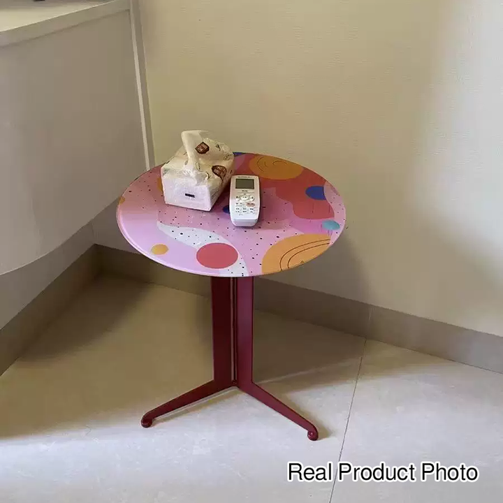 Modern Creative Round Carbon Steel Glass Side Table 3-Leg For Living Room