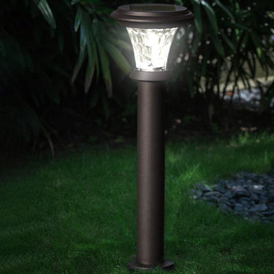 Modern Cylindrical Stainless Steel Glass Solar Outdoor LED Lawn Insert Landscape Light