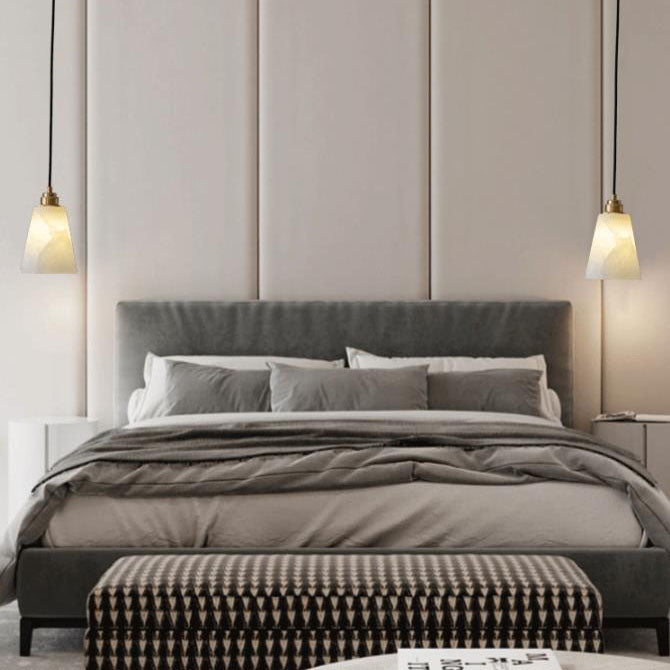 Moderne Leichte Luxus Minimalistische Weiße Kupfer Marmor 1/3-Licht Insel Licht Kronleuchter 