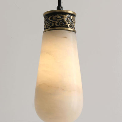 Antike milchweiße Glaskürbis-LED-Pendelleuchte 
