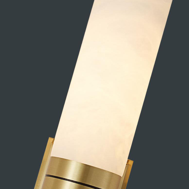 Moderne Mid-Century Marmor Säulen Kupfer 2-Licht Wandleuchte für Wohnzimmer 