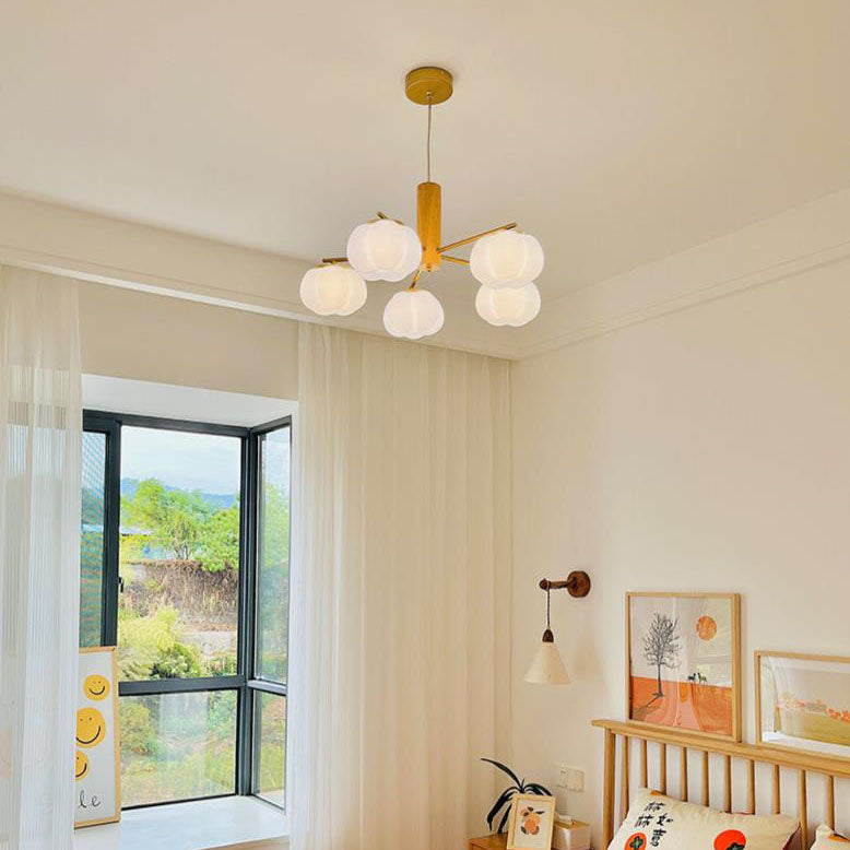 Japanischer minimalistischer PE-Baumwollschirm 5/8-Licht Kronleuchter 
