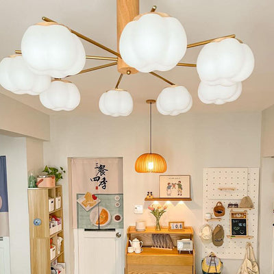 Japanischer minimalistischer PE-Baumwollschirm 5/8-Licht Kronleuchter 