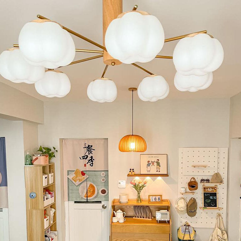 Japanischer minimalistischer PE-Baumwollschirm 5/8-Licht Kronleuchter 