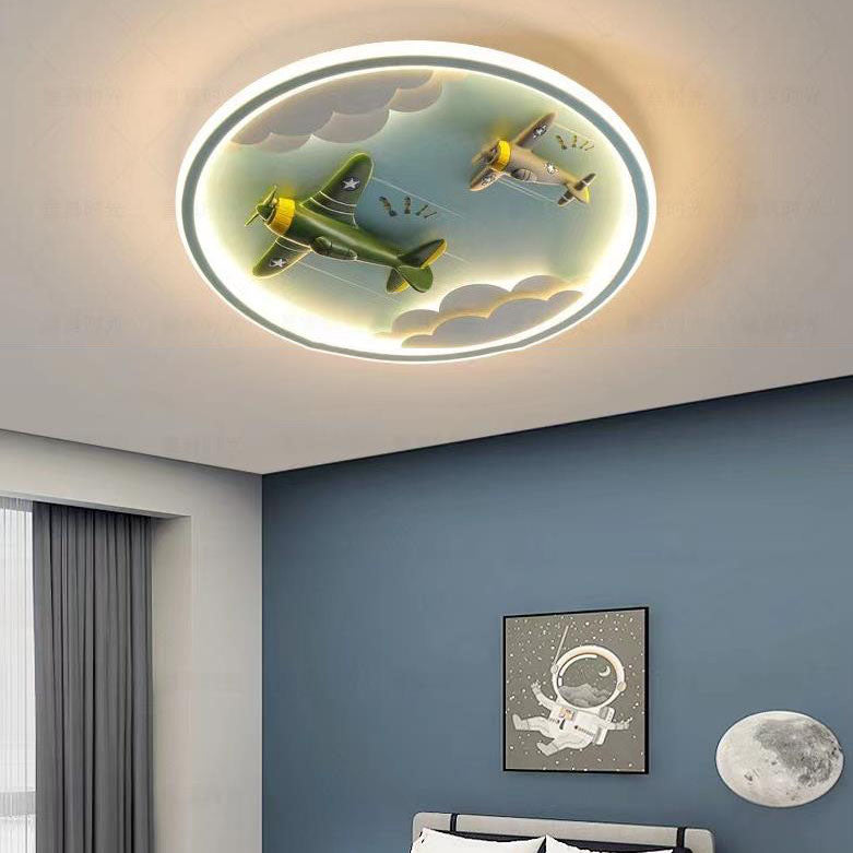 Moderne Cartoon-Harz-Flugzeug Pegasus Acrylschirm LED Kinder Deckenleuchte 