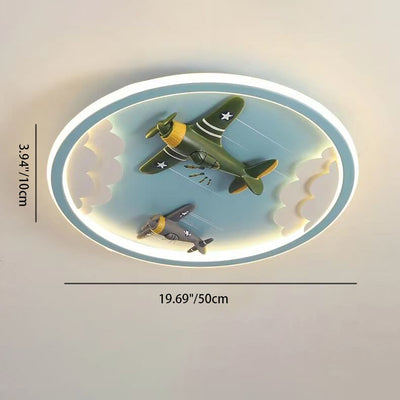 Modern Cartoon Resin Airplane Pegasus Acrylic Shade LED Kids Flush Mount Ceiling Light