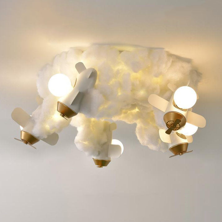 Modern Creative Spray Airplane Cotton 1/3/5-Light Kids Flush Mount Ceiling Light