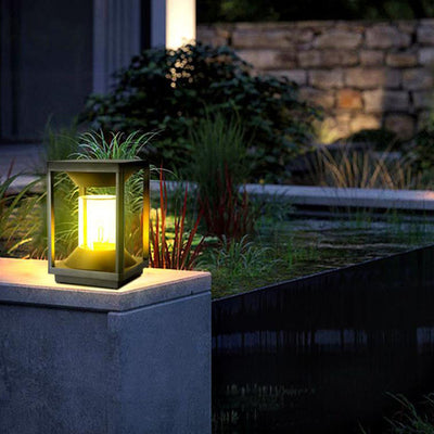Contemporary Industrial Solar Aluminum Square 1-Light Lawn Landscape Light For Outdoor