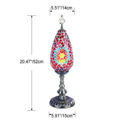 Bohemian Vintage Stained Glass Oval 1-Light Table Lamp