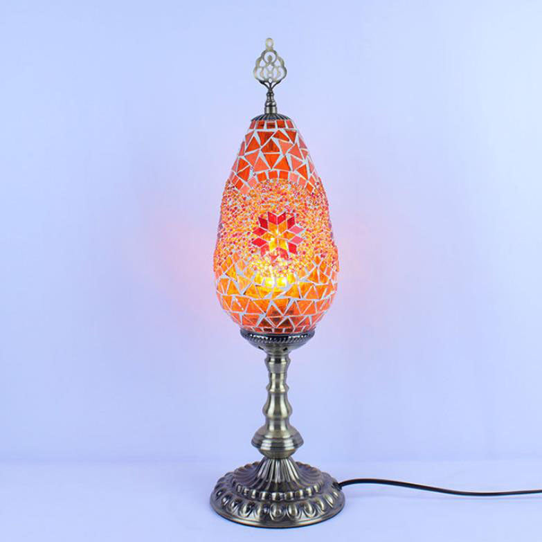 Bohemian Vintage Stained Glass Oval 1-Light Table Lamp