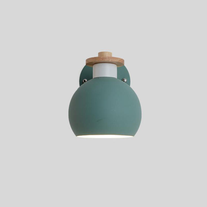 Contemporary Nordic Dome Iron Solid Wood Macaroon 1-Light Wall Sconce Lamp For Bedroom