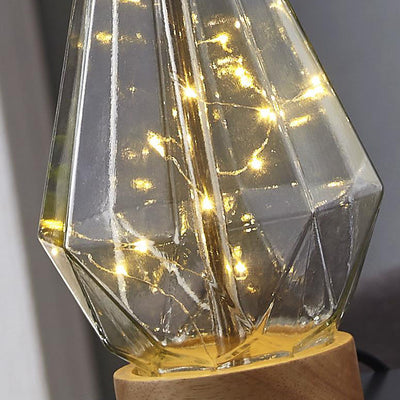 European Rustic Fabric Glass Rhombus 1-Light Table Lamp
