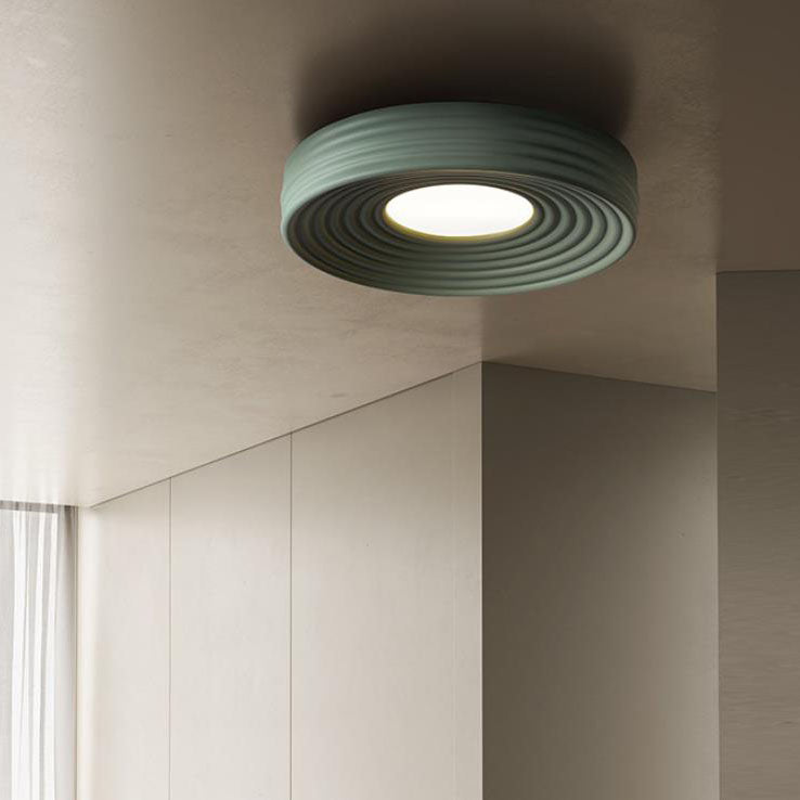 Contemporary Nordic Stripes Round Aluminum LED Flush Mount Ceiling Light For Living Room