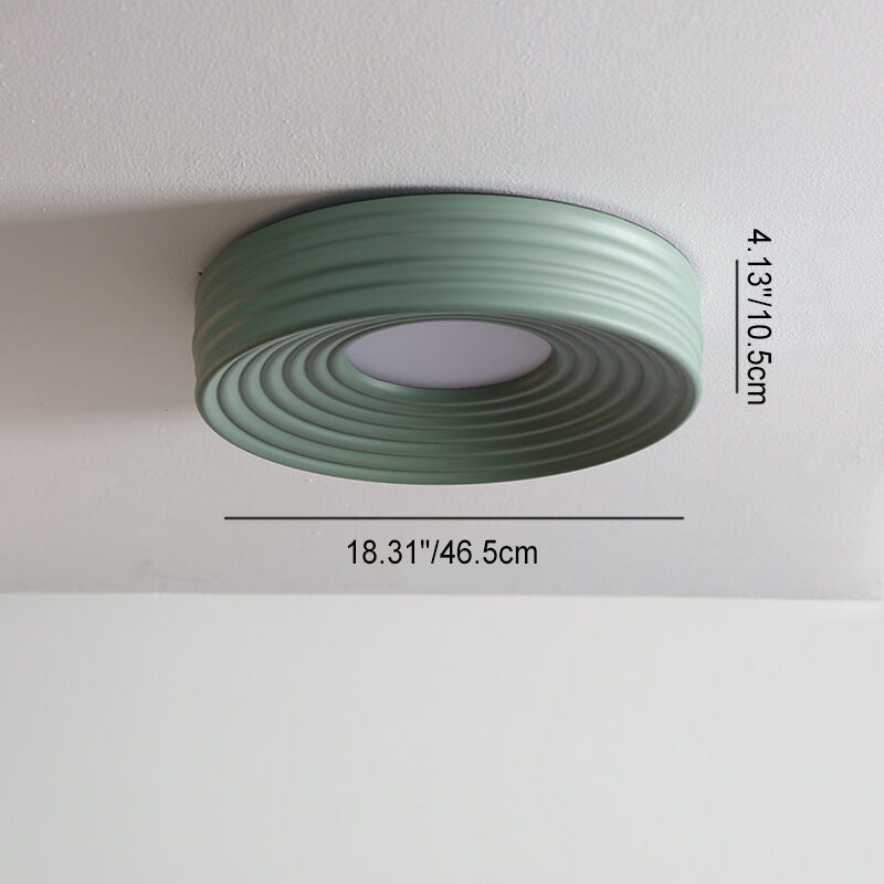 Luz de techo LED montada al ras de hierro redonda con rayas minimalistas nórdicas 