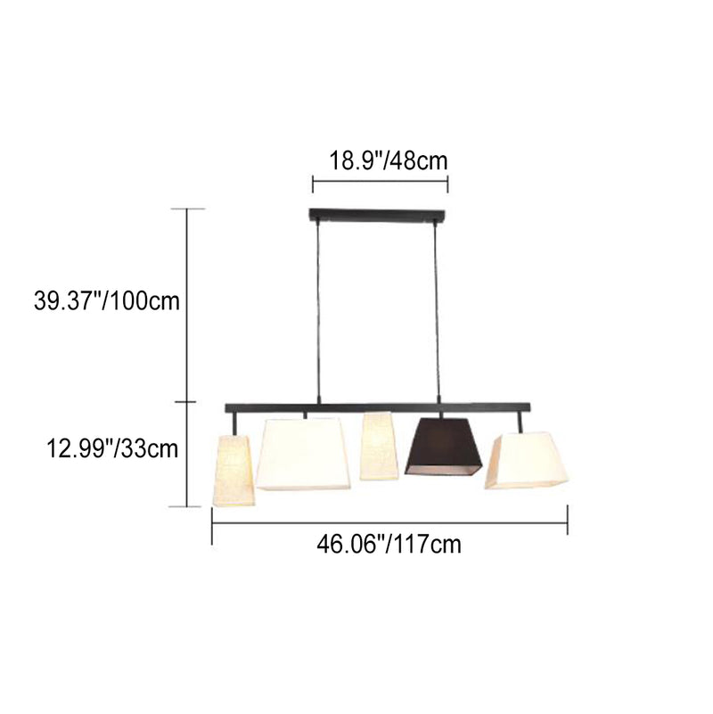 Wrought Iron Fabric Lampshade 3/5-Light Trapezoidal Shade Chandelier