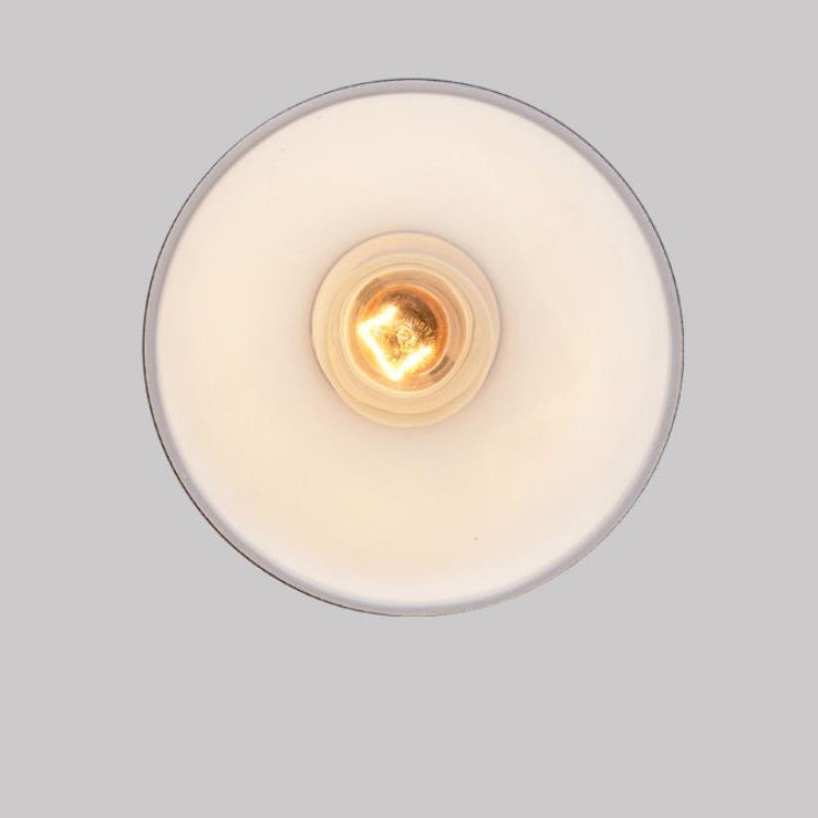 Vintage European Frosted Glass Cone 1-Light Pendant Light
