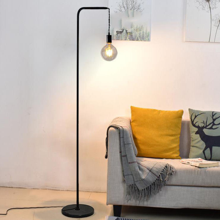 Modern Minimalist Black Iron Long Pole 1-Light Standing Floor Lamp
