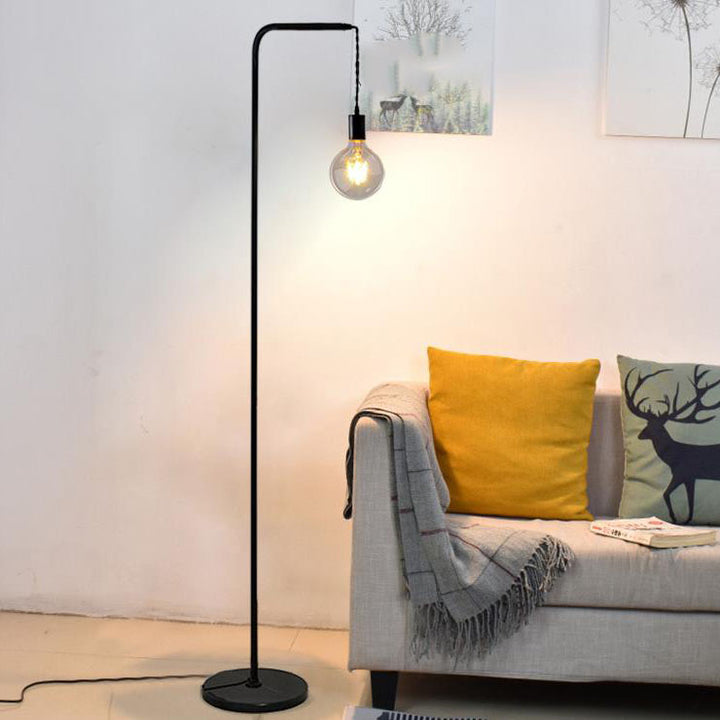 Modern Minimalist Black Iron Long Pole 1-Light Standing Floor Lamp