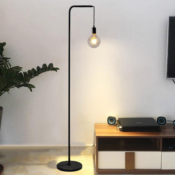 Modern Minimalist Black Iron Long Pole 1-Light Standing Floor Lamp