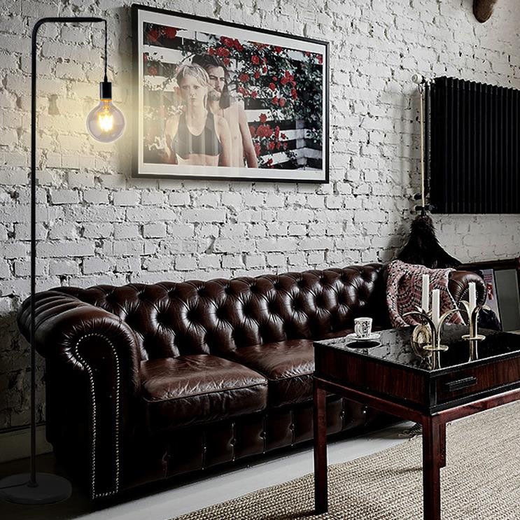 Modern Minimalist Black Iron Long Pole 1-Light Standing Floor Lamp