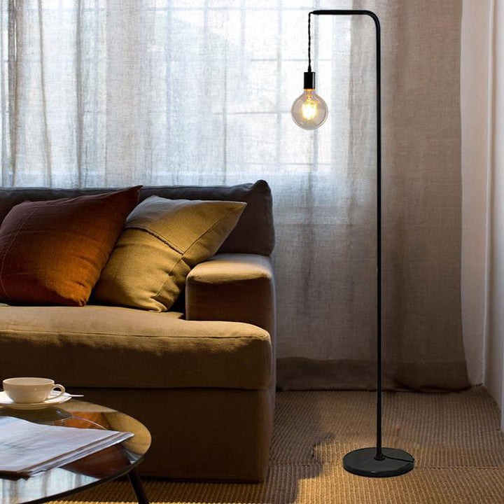 Modern Minimalist Black Iron Long Pole 1-Light Standing Floor Lamp