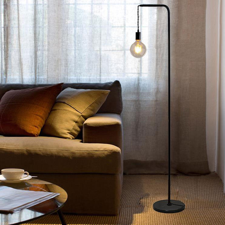 Industrial Simple Black Iron Long Pole 1-Light Standing Floor Lamp